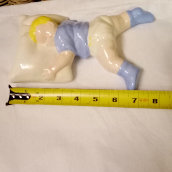 Vintage Handmade 1979, Baby Boy Sleeping on A Pillow Porcelain Ceramic 8"L x5.5 - Picture 8 of 10
